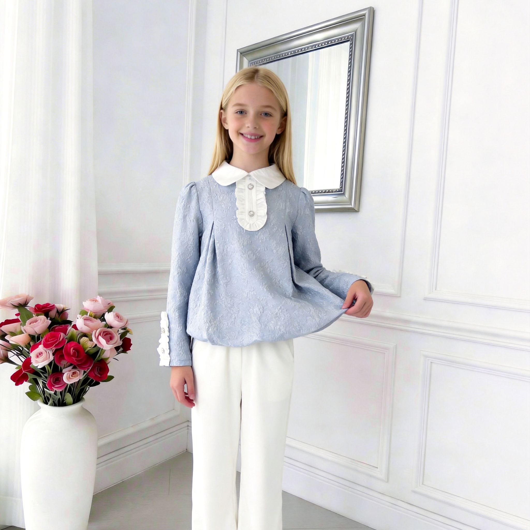 Aveline Tailored Set – Elegant Girls Blouse & Trousers Set (RG7760)