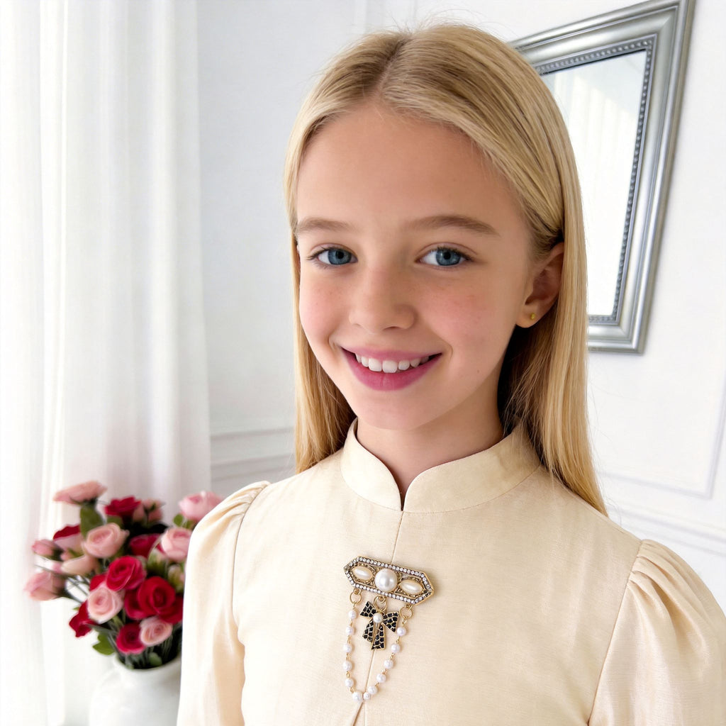 Celeste Panelled Girls Dress – Elegant Two-Tone Occasion Dress (RG9906)