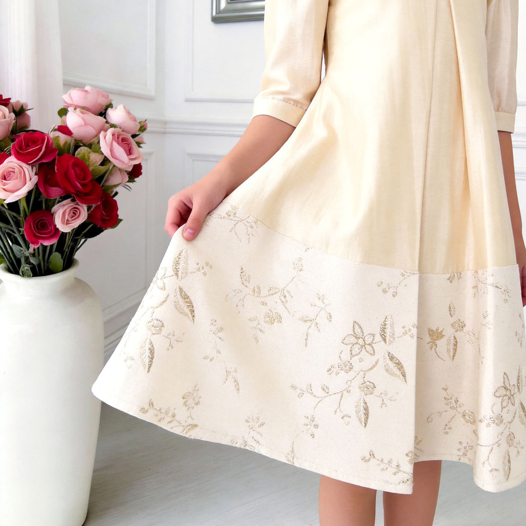 Celeste Panelled Girls Dress – Elegant Two-Tone Occasion Dress (RG9906)