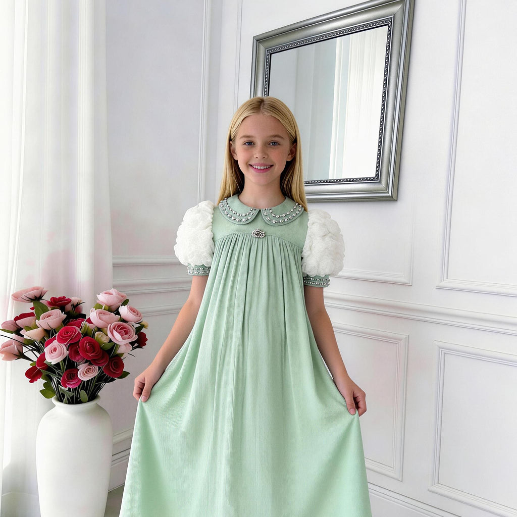 Élina Grace Girls Dress – Pleated Luxury Occasion Dress (RG7742)