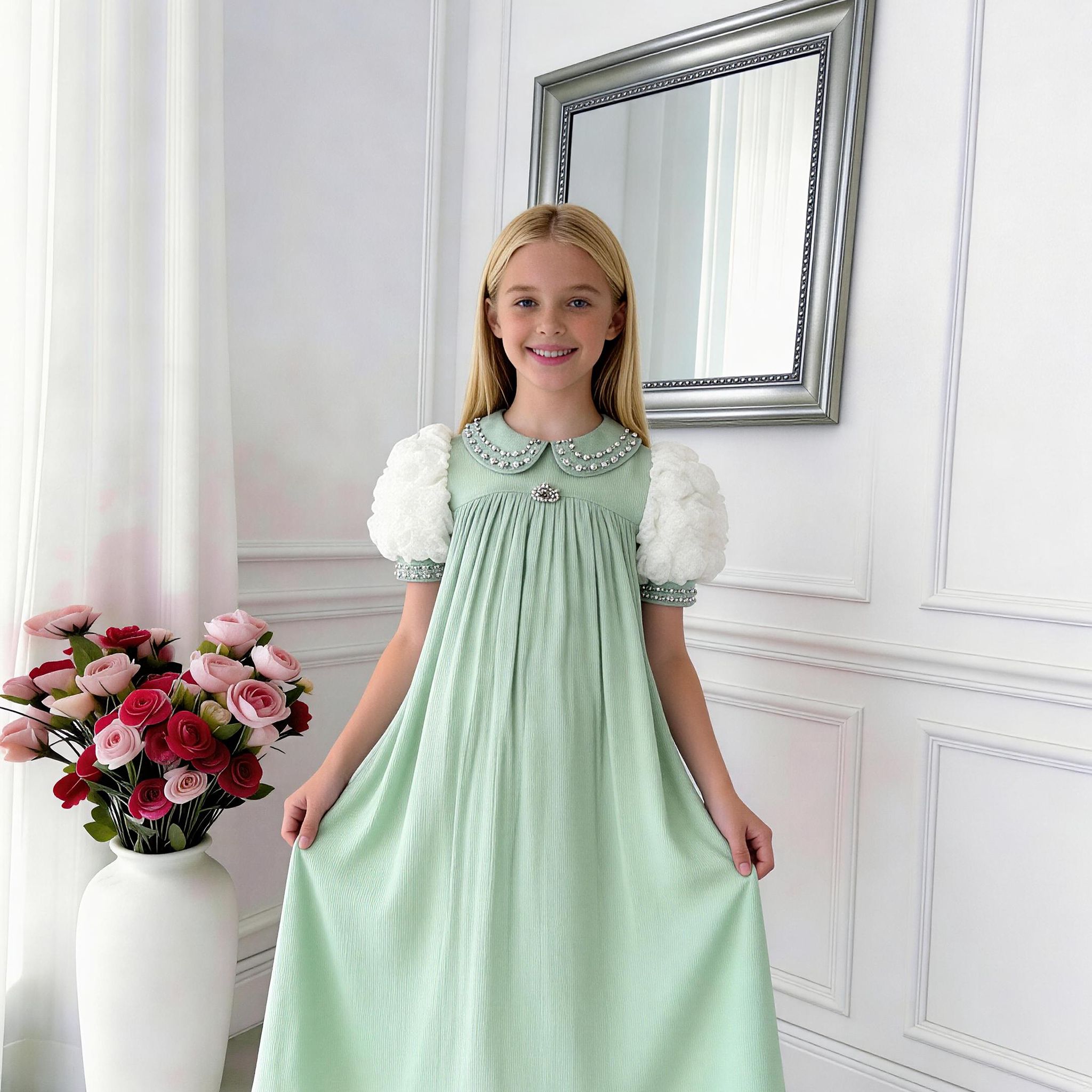 Élina Grace Girls Dress – Pleated Luxury Occasion Dress (RG7742)