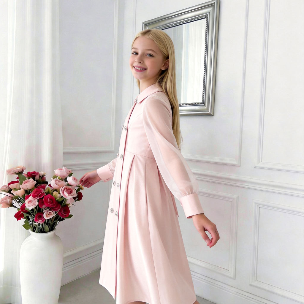 Elowen Double-Breasted Dress – Elegant Girls Occasion Dress (RG9913)