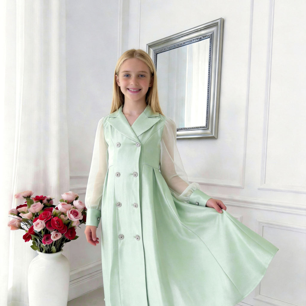 Elowen Double-Breasted Dress – Elegant Girls Occasion Dress (RG9913)