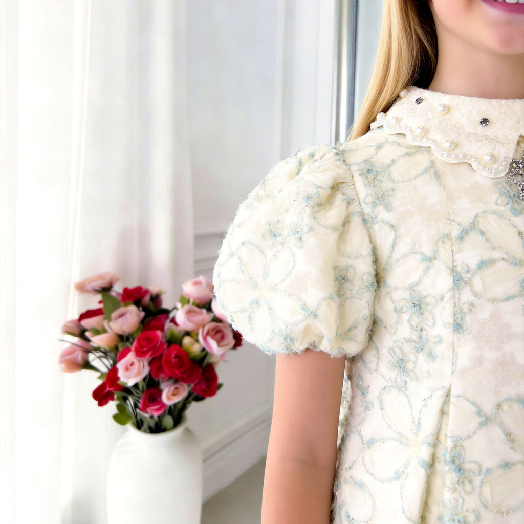 Flora Élite Girls Dress – Embroidered Luxury Occasion Dress (RG7747A)