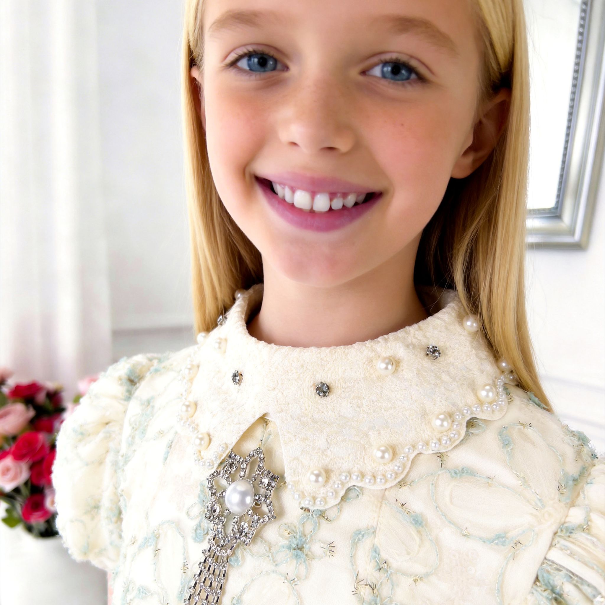 Flora Élite Girls Dress – Embroidered Luxury Occasion Dress (RG7747A)