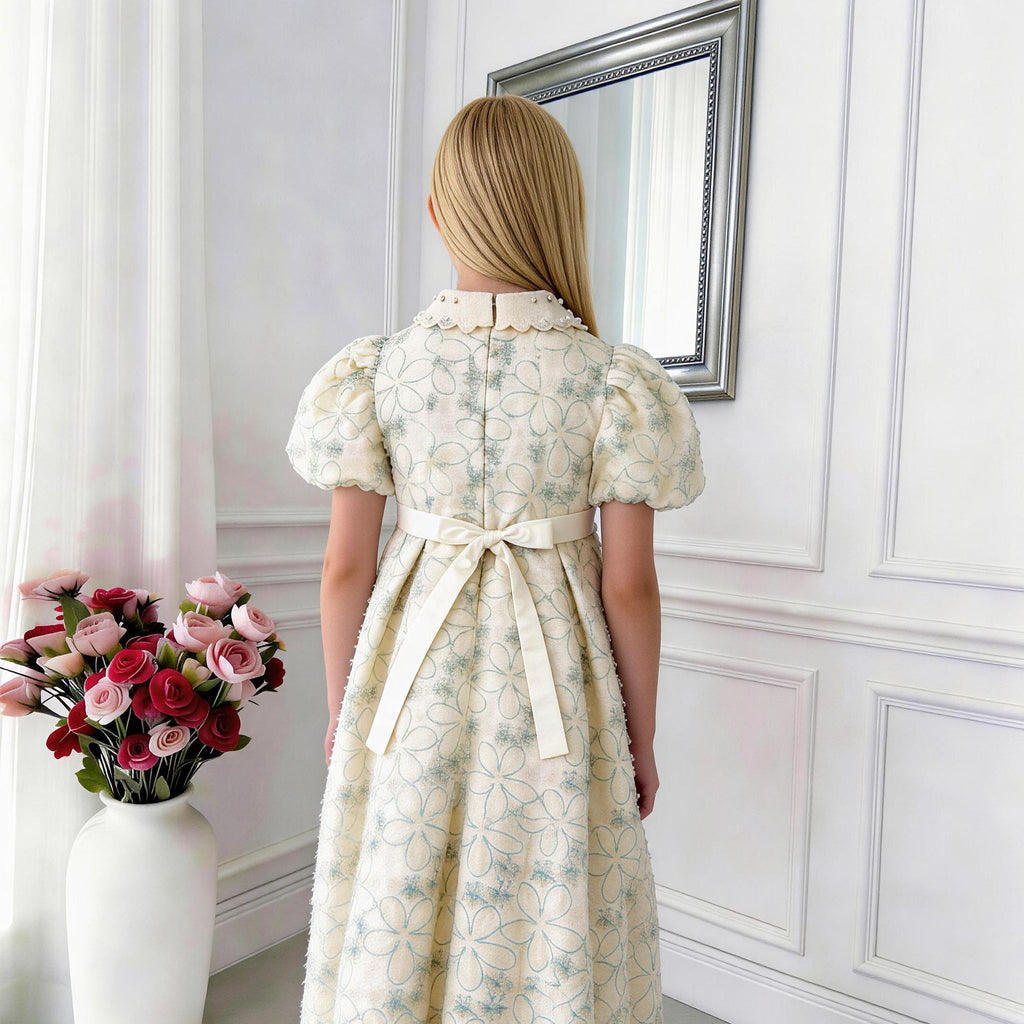 Flora Élite Girls Dress – Embroidered Luxury Occasion Dress (RG7747A)