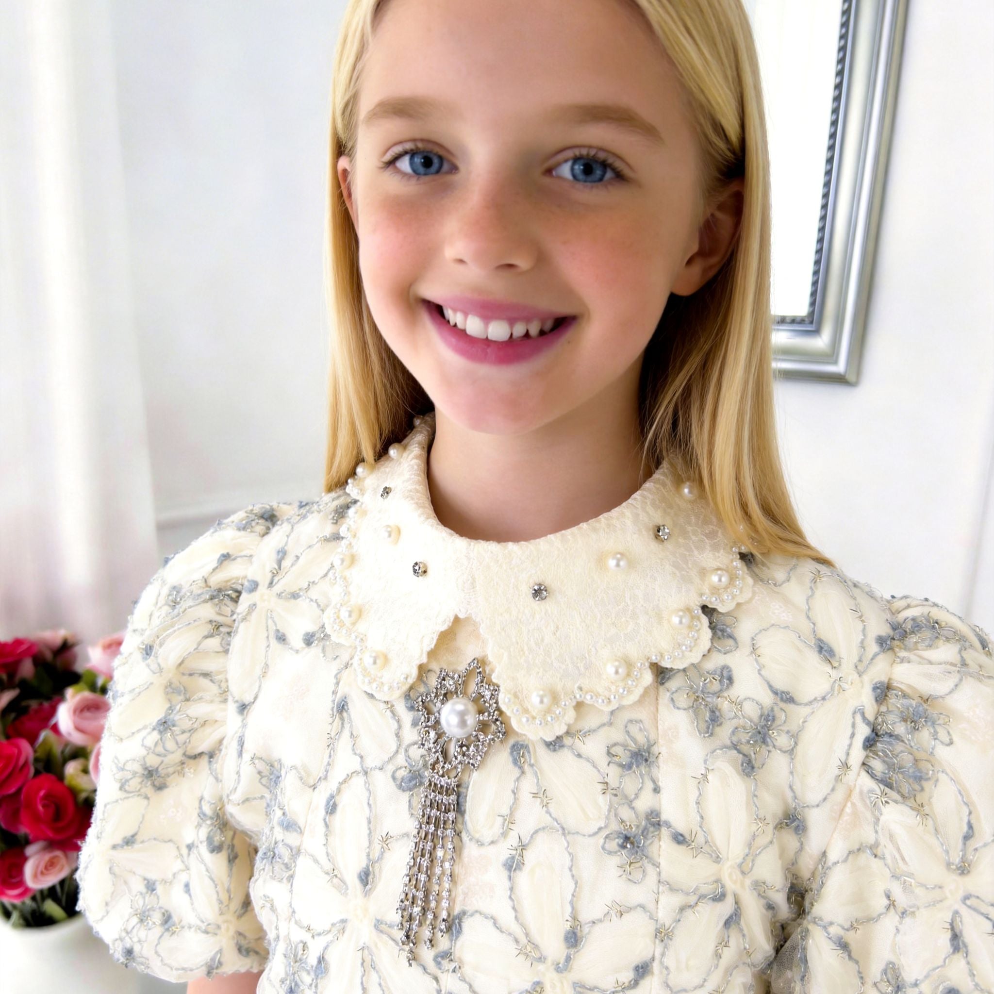 Flora Élite Girls Dress – Embroidered Luxury Occasion Dress (RG7747A)