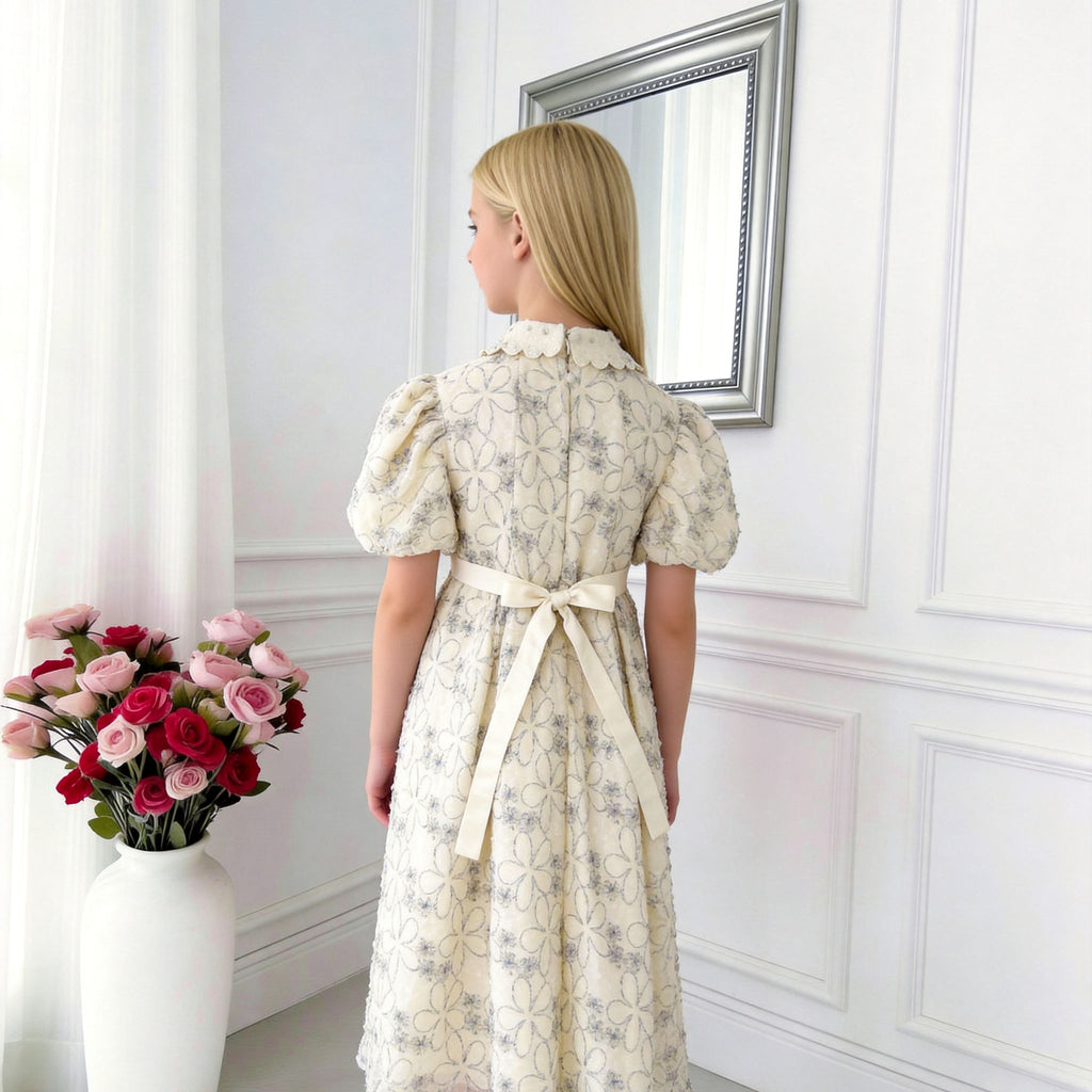 Flora Élite Girls Dress – Embroidered Luxury Occasion Dress (RG7747A)