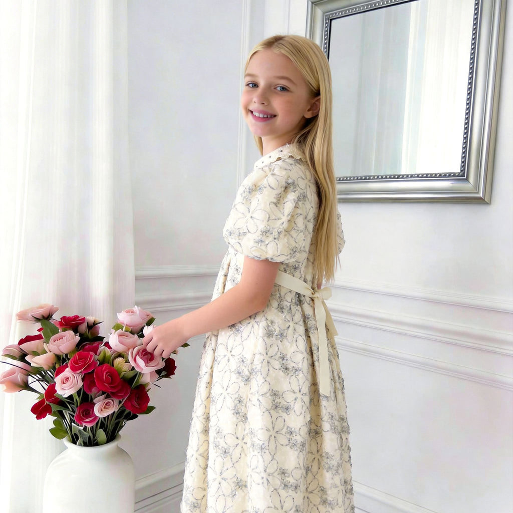 Flora Élite Girls Dress – Embroidered Luxury Occasion Dress (RG7747A)