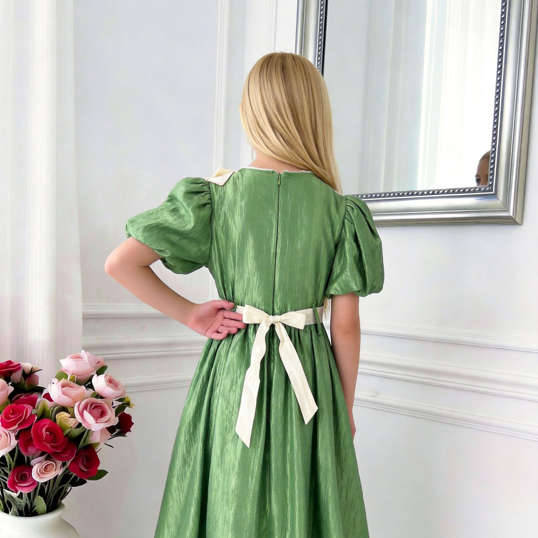 Luna Lustre Girls Dress – Elegant Soft Sheen Occasion Dress (RG7755)