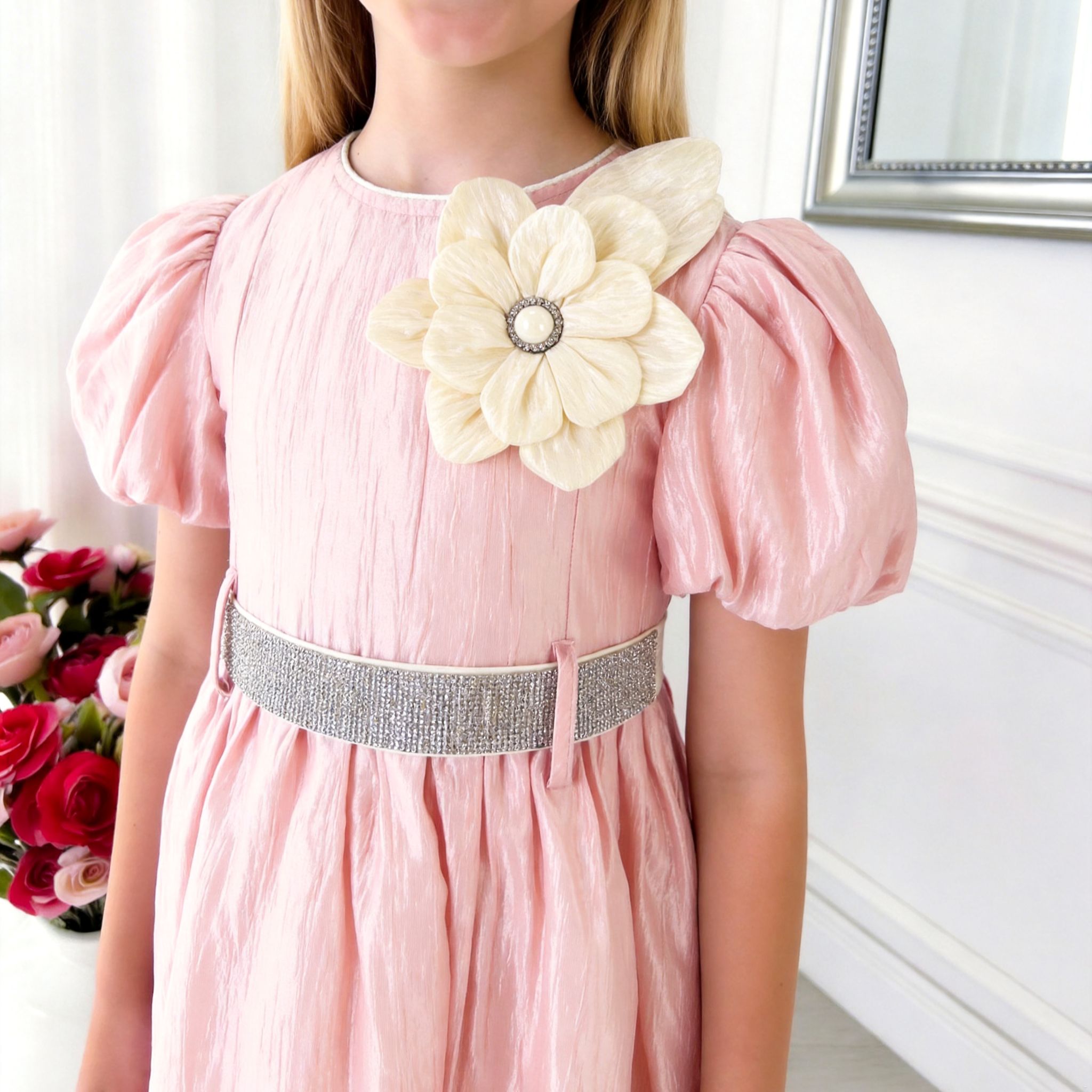 Luna Lustre Girls Dress – Elegant Soft Sheen Occasion Dress (RG7755)