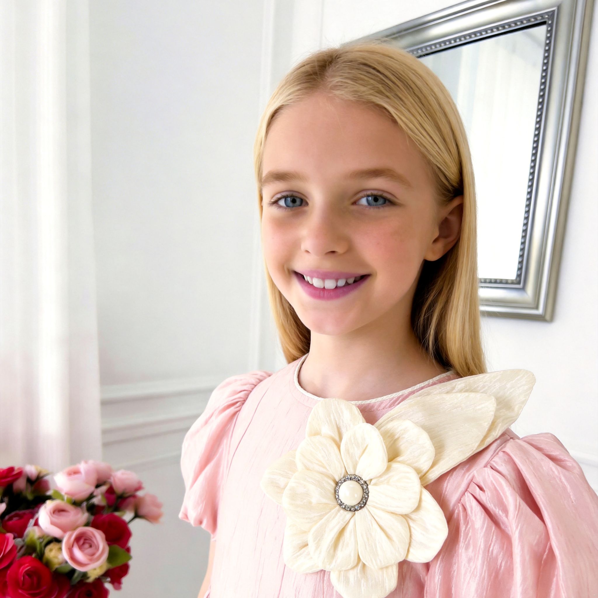 Luna Lustre Girls Dress – Elegant Soft Sheen Occasion Dress (RG7755)