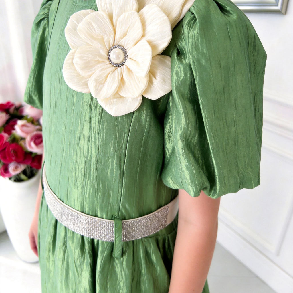 Luna Lustre Girls Dress – Elegant Soft Sheen Occasion Dress (RG7755)