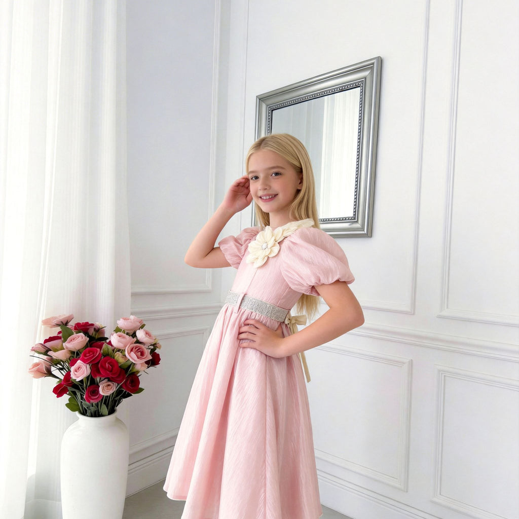 Luna Lustre Girls Dress – Elegant Soft Sheen Occasion Dress (RG7755)