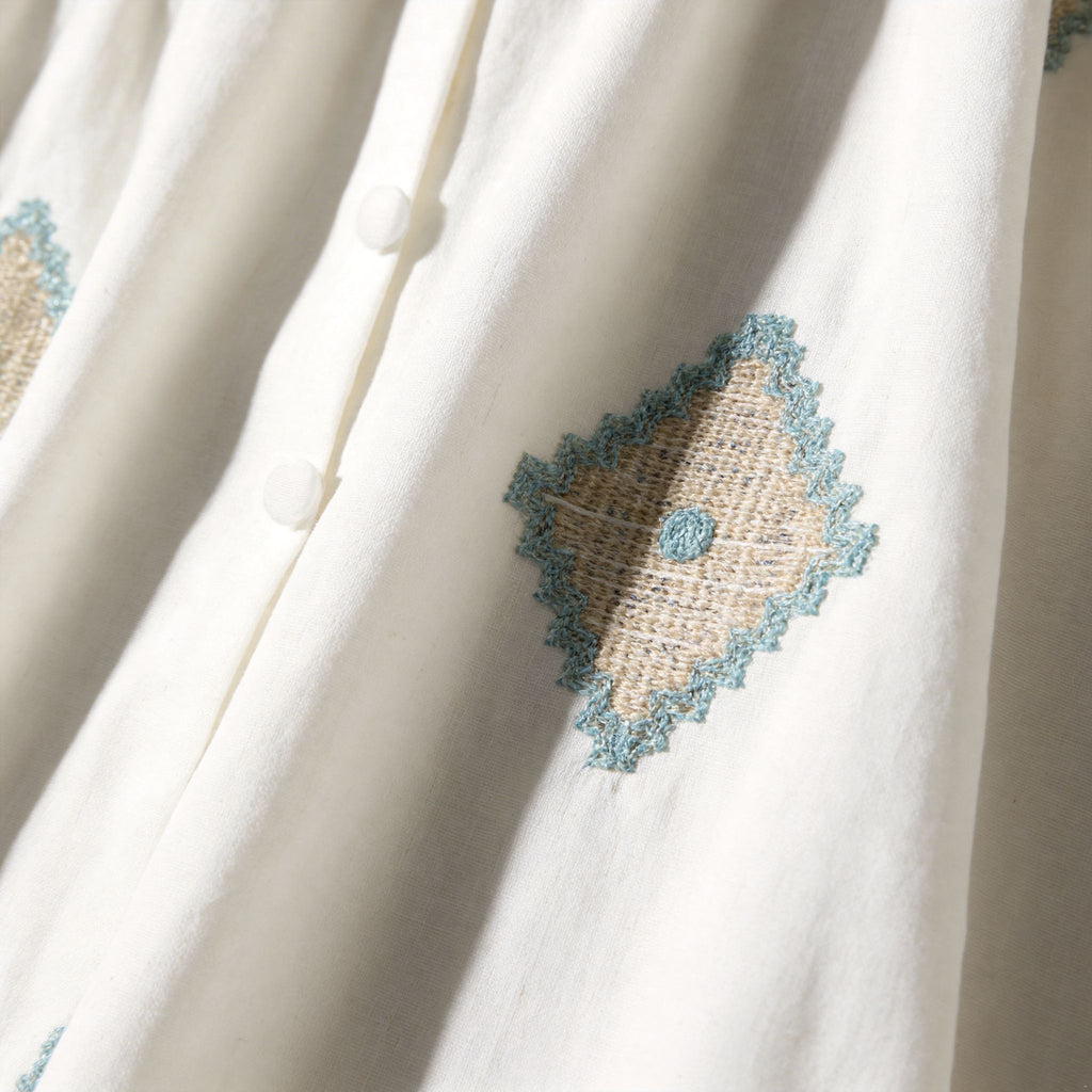 Noor Embroidered Linen-Blend Dress – Elegant Girls Occasion Dress (RG7733A)
