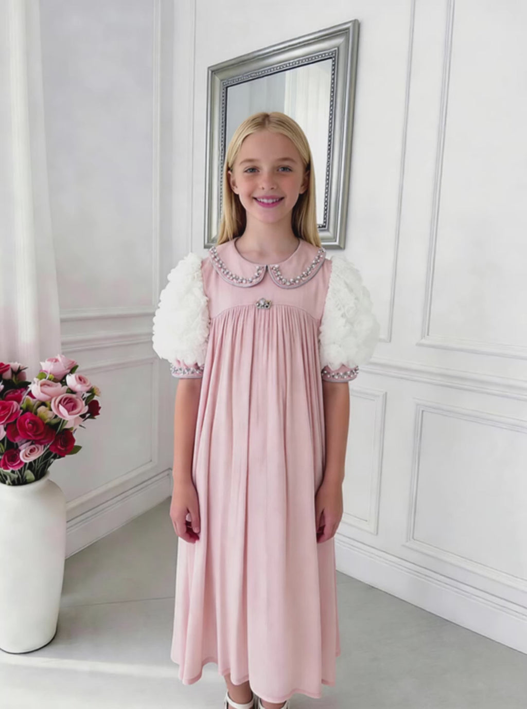 Élina Grace Girls Dress – Pleated Luxury Occasion Dress (RG7742)