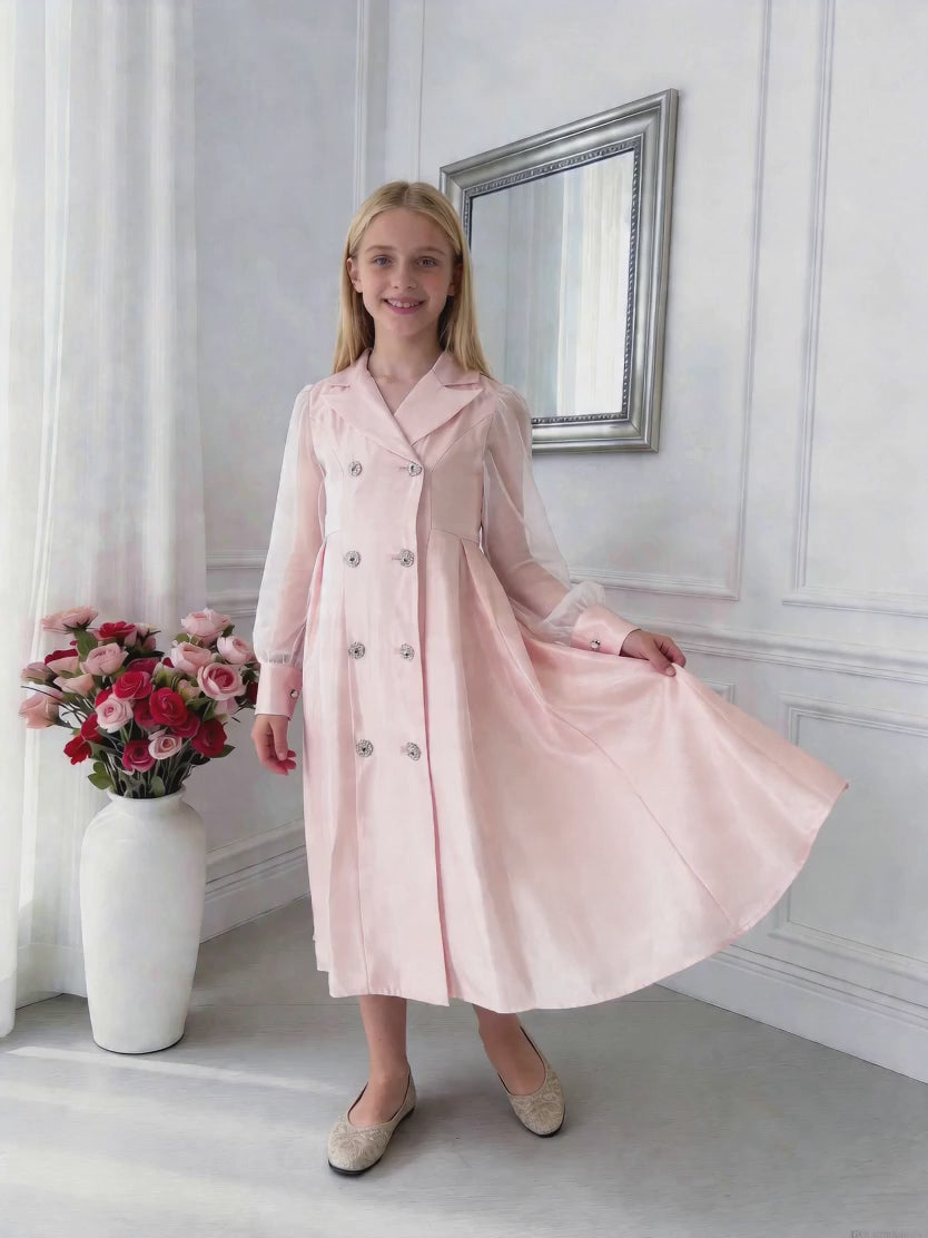 Elowen Double-Breasted Dress – Elegant Girls Occasion Dress (RG9913)